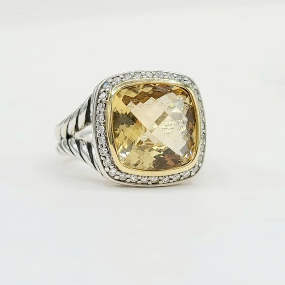 David Yurman Albion Champagne Citrine Diamond Ring w/ 18K Gold & Diamonds - Sz 7 - Picture 4 of 16